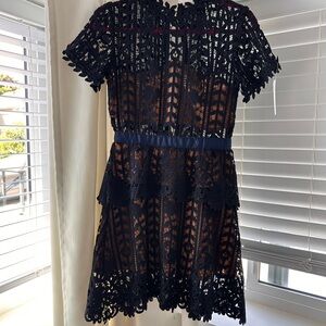 Roselani Navy Crochet Dress